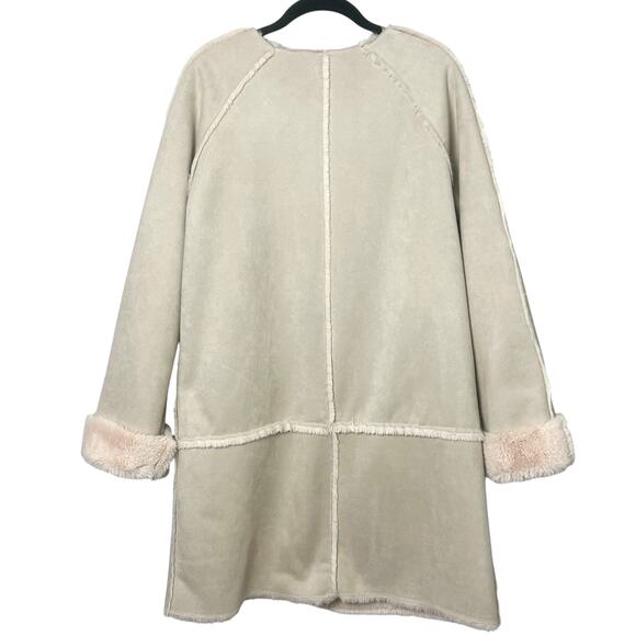 Blank NYC Cream Reversible Faux Shearling Snap Front Mid-Length Jacket Sz Small - Picture 7 of 13